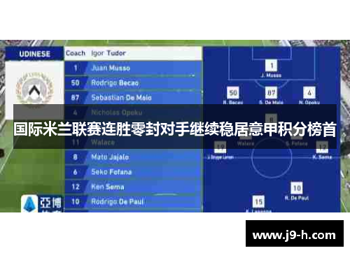 国际米兰联赛连胜零封对手继续稳居意甲积分榜首 国际米兰联赛连胜零封对手继续稳居意甲积分榜首